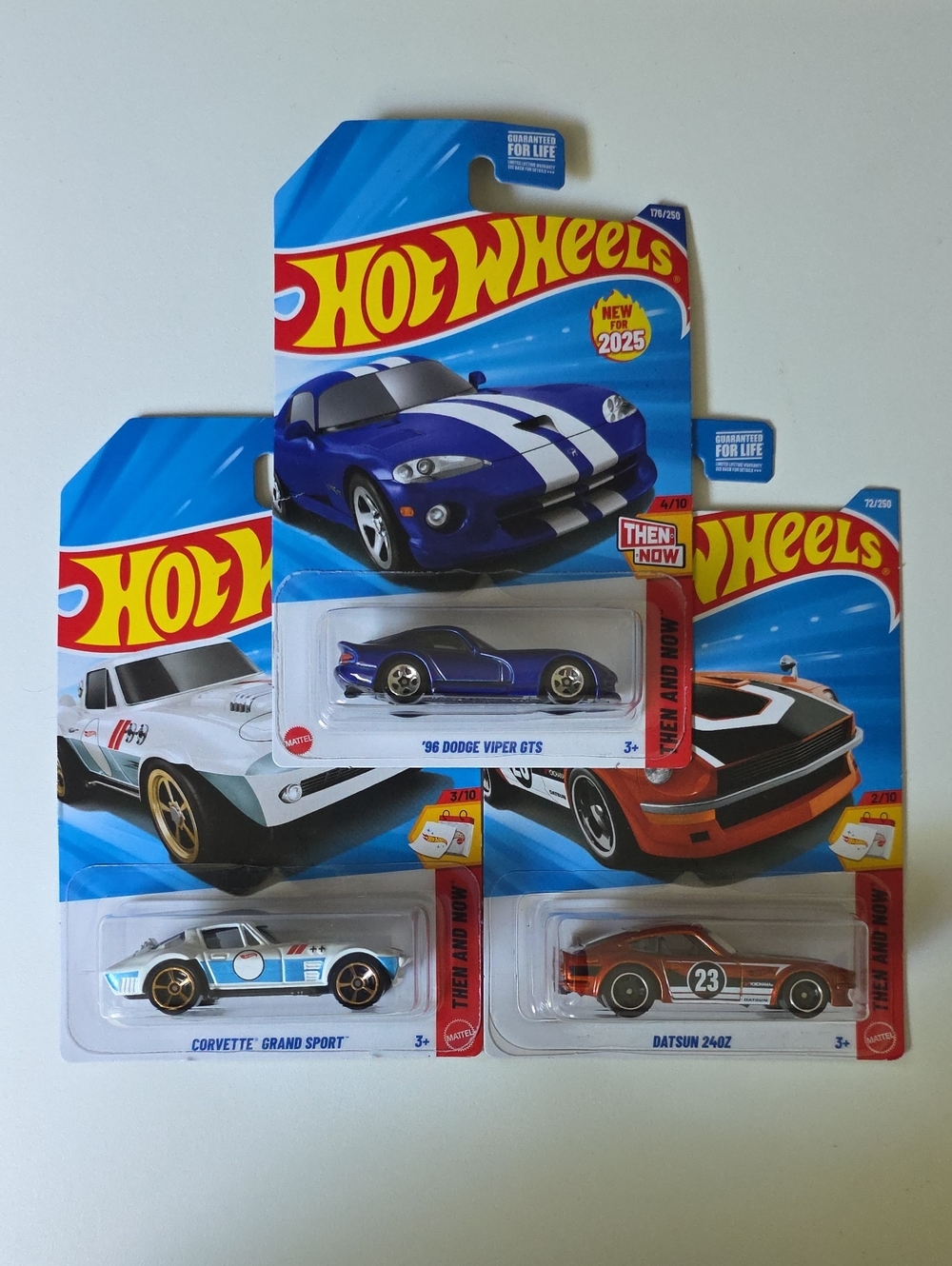 Hot Wheels Then and Now '96 Dodge Viper, Corvette Grand Sport, Datsun 24oz